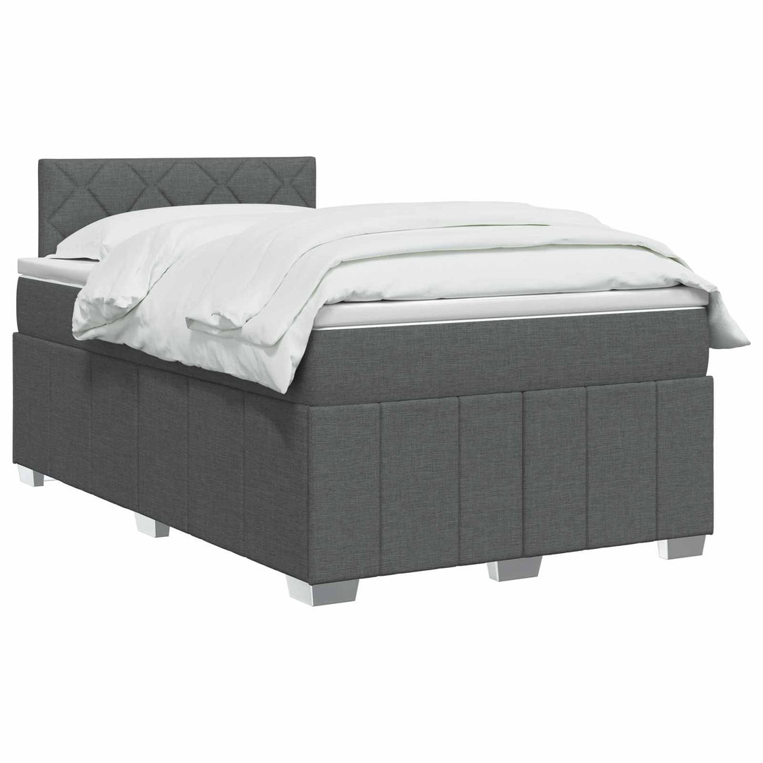 Boxmadras med topmadras Mørkegrå 120 x 190 cm Stof
