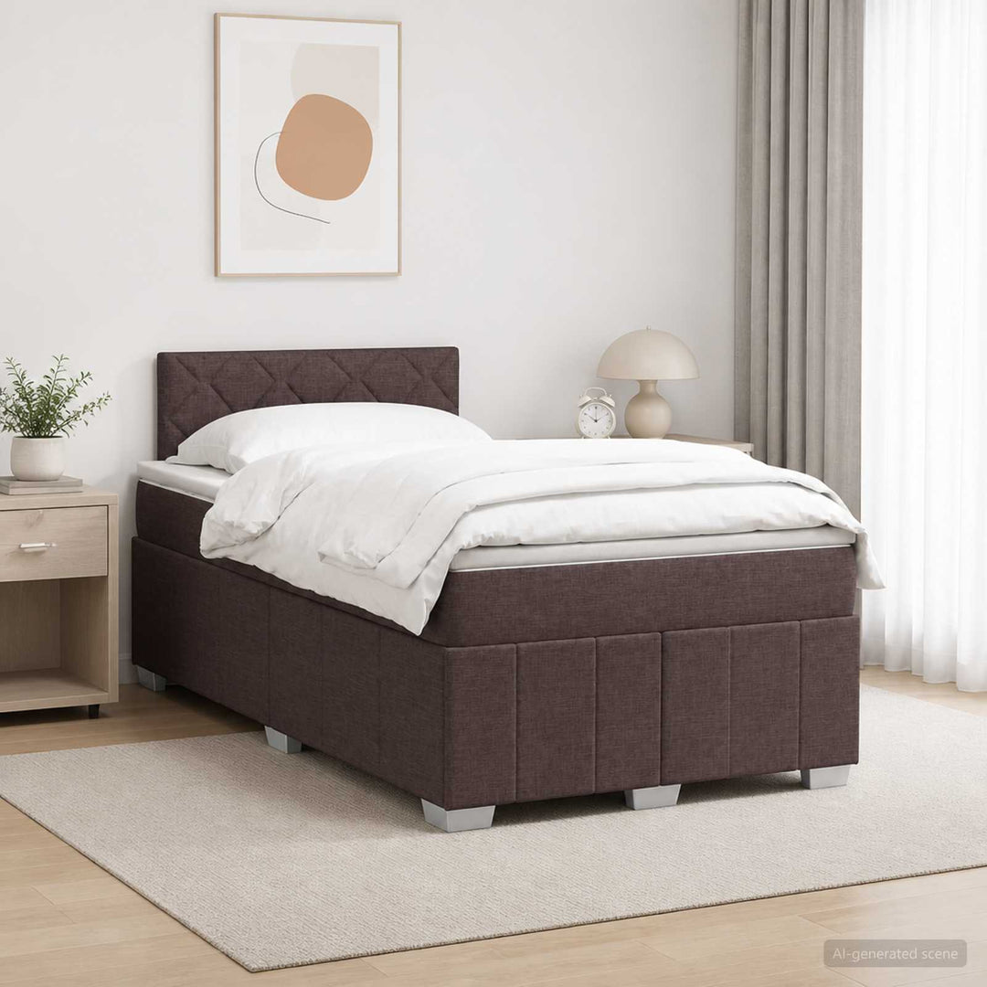 Boxmadras med topmadras Mørk Brun 120 x 190 cm Stof