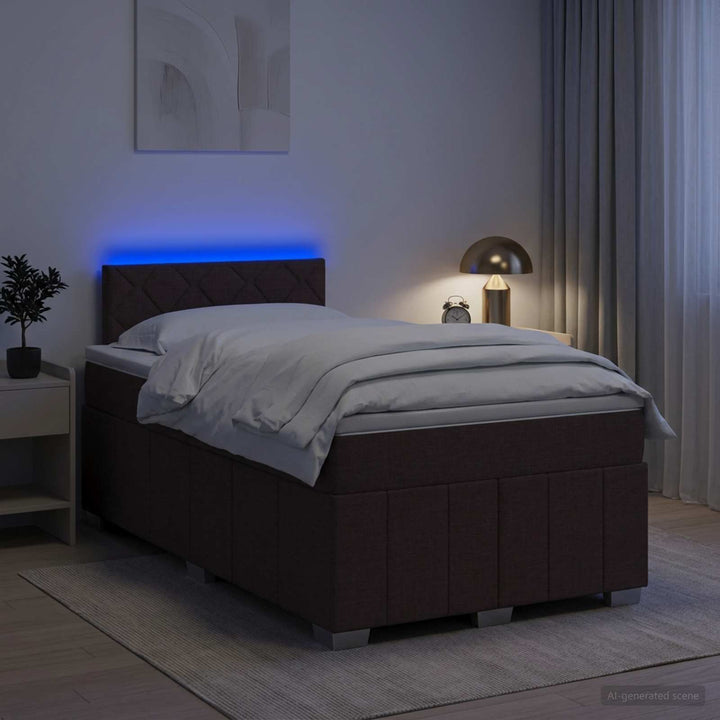 Boxmadras med topmadras Mørk Brun 120 x 200 cm Stof