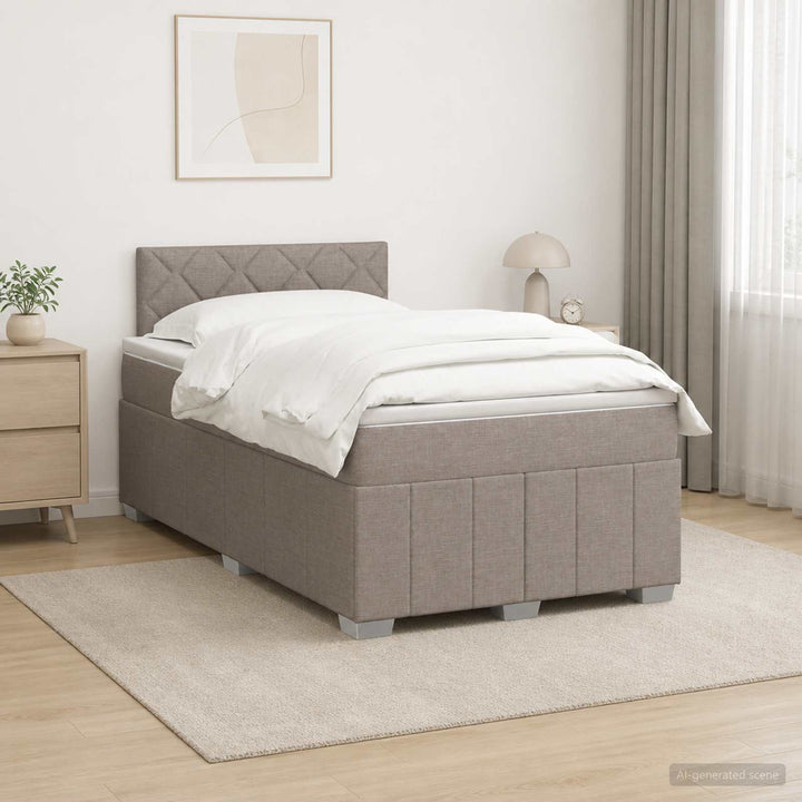 Boxmadras med topmadras Gråbrun 120 x 190 cm Stof