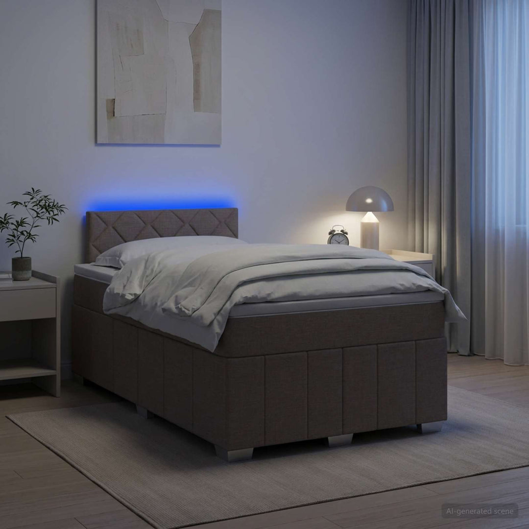 Boxmadras med topmadras Gråbrun 120 x 190 cm Stof