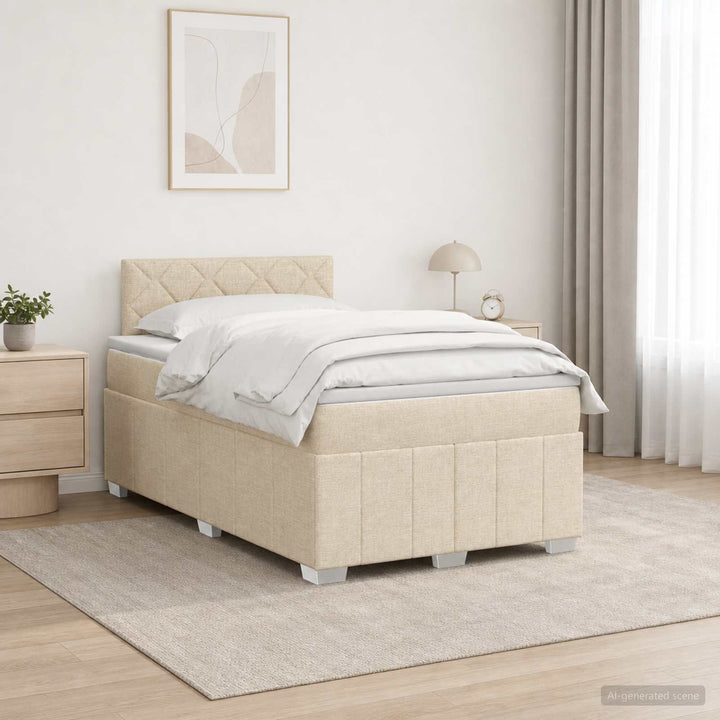 Boxmadras med topmadras Cremefarvet 120 x 200 cm Stof