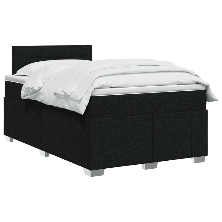 Boxmadras med topmadras med hovedgærde Sort 120 x 200 cm Stof