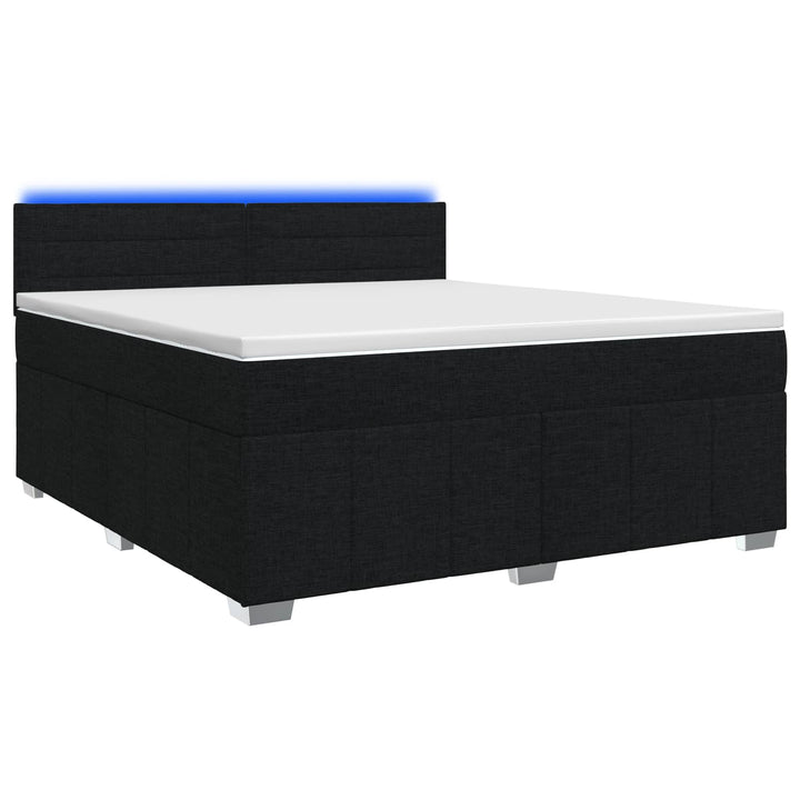 Boxmadras med topmadras med hovedgærde Sort 140 x 190 cm Stof