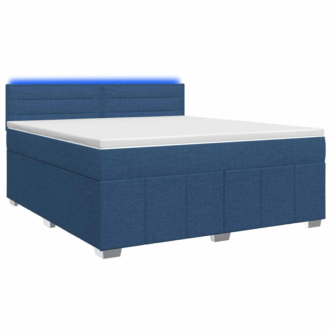 Boxmadras med topmadras med hovedgærde Blå 140 x 190 cm Stof