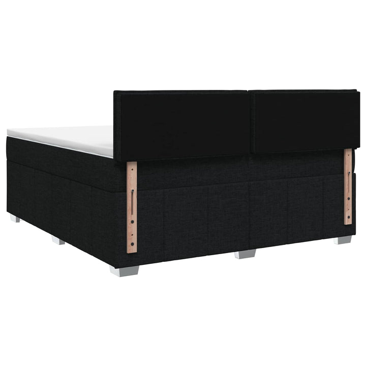 Boxmadras med topmadras med hovedgærde Sort 140 x 190 cm Stof