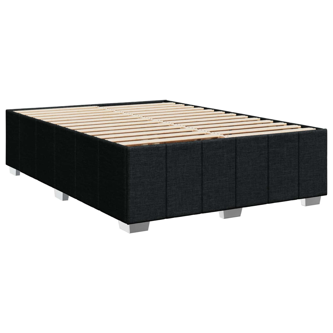Boxmadras med topmadras med hovedgærde Sort 140 x 200 cm Stof