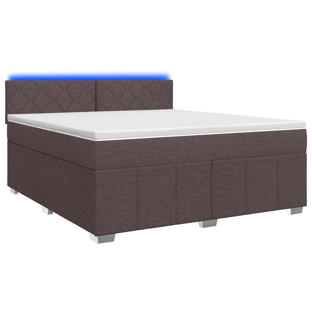 Boxmadras med topmadras Mørk Brun 140 x 200 cm Stof