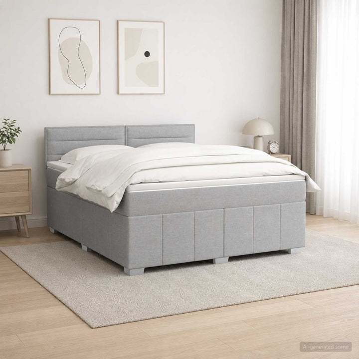 Boxmadras med topmadras Lysegrå 140 x 190 cm Stof