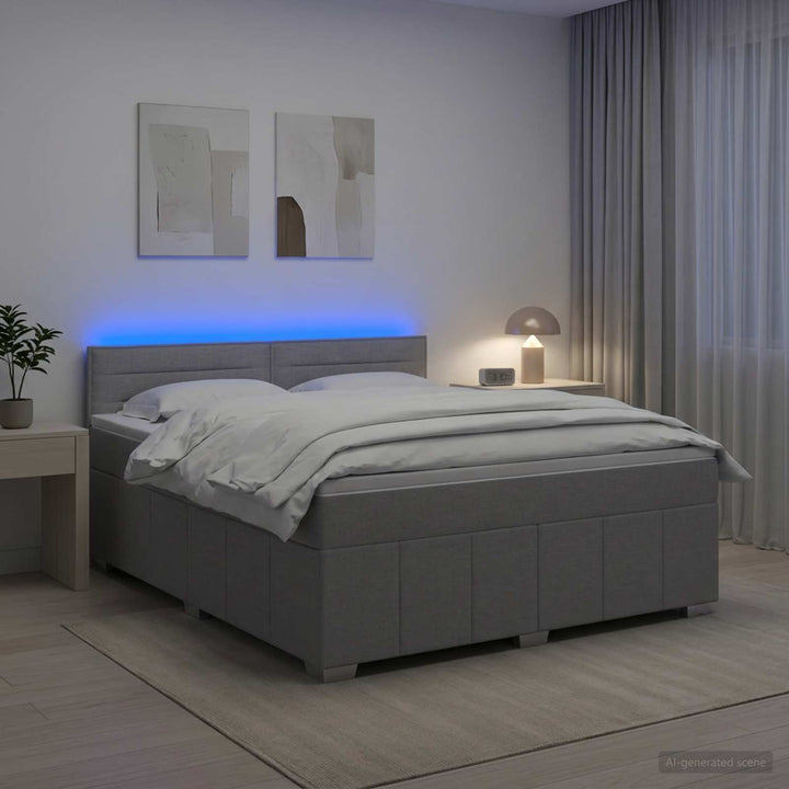 Boxmadras med topmadras Lysegrå 140 x 190 cm Stof