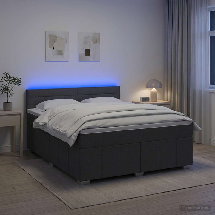 Boxmadras med topmadras Mørkegrå 140 x 190 cm Stof