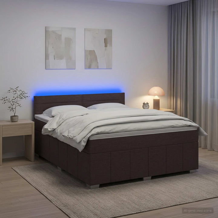 Boxmadras med topmadras Mørk Brun 140 x 200 cm Stof