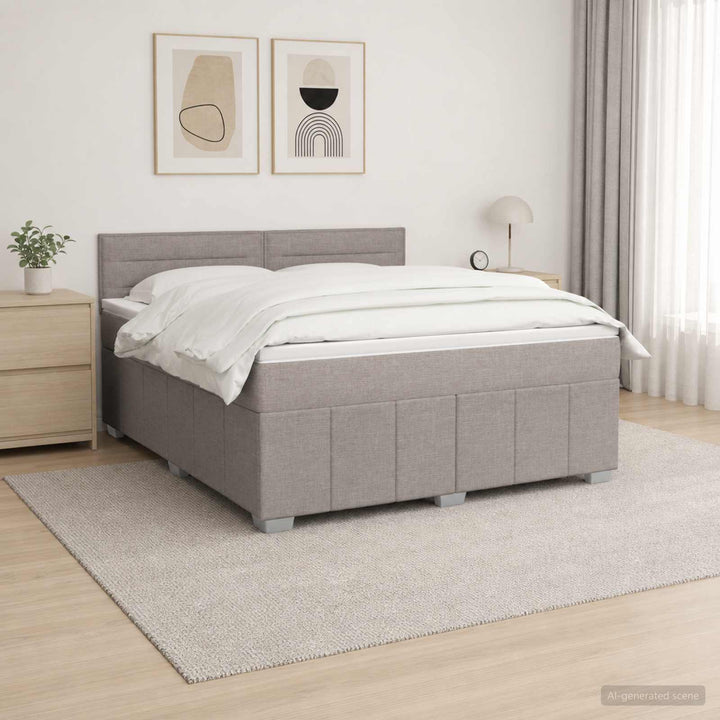 Boxmadras med topmadras Gråbrun 140 x 200 cm Stof