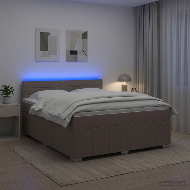 Boxmadras med topmadras Gråbrun 140 x 190 cm Stof
