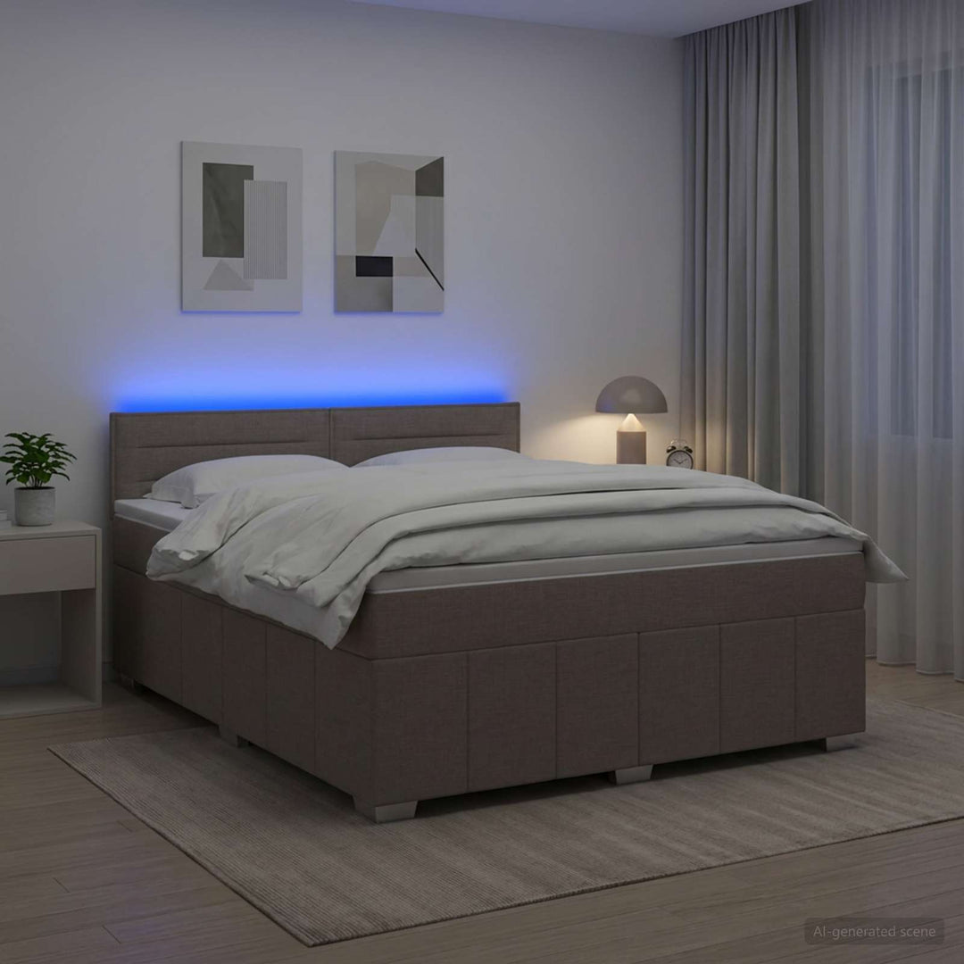 Boxmadras med topmadras Gråbrun 140 x 200 cm Stof
