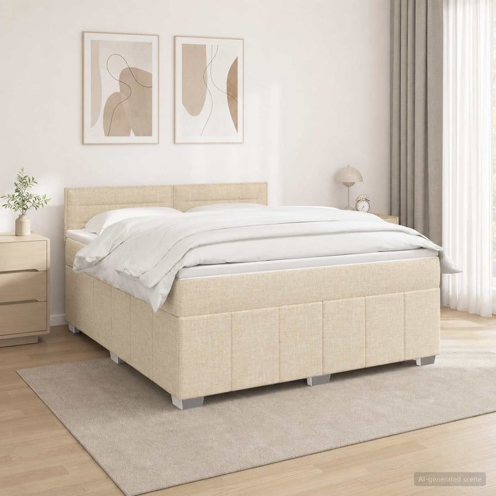 Boxmadras med topmadras Cremefarvet 140 x 200 cm Stof
