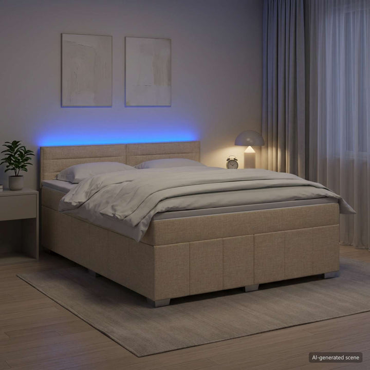 Boxmadras med topmadras Cremefarvet 140 x 200 cm Stof
