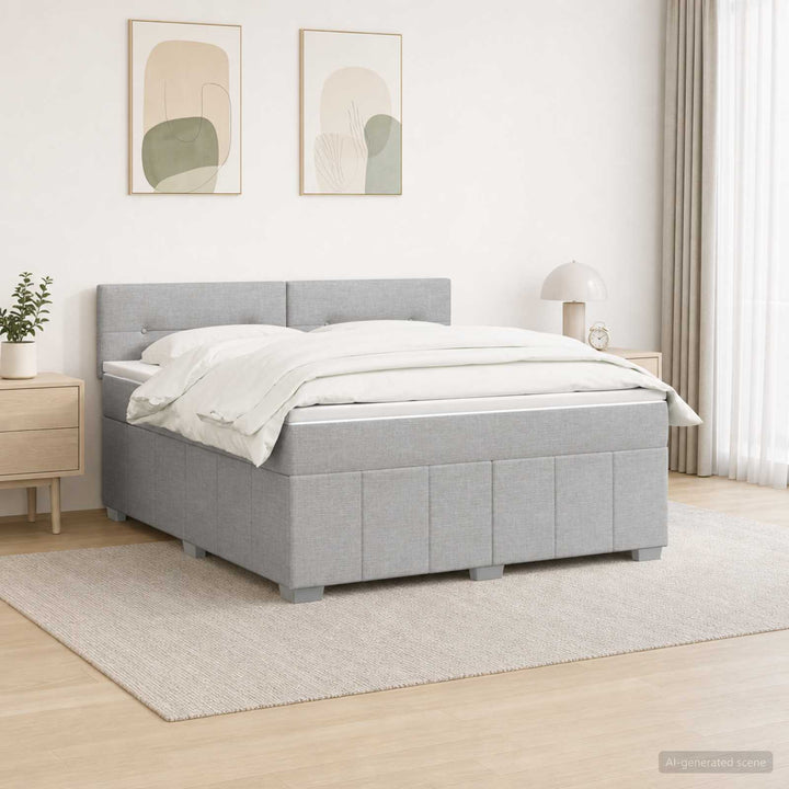 Boxmadras med topmadras Lysegrå 160 x 200 cm Stof