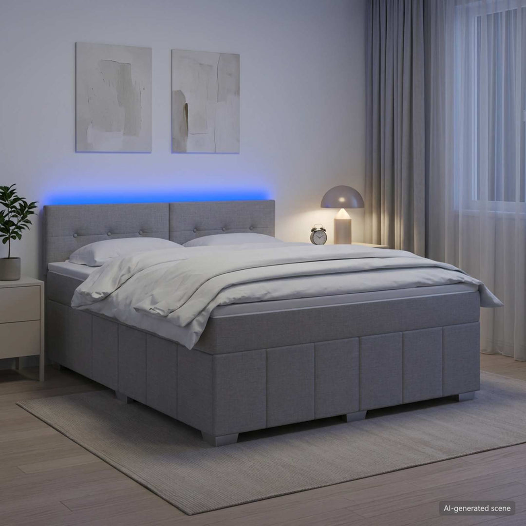 Boxmadras med topmadras Lysegrå 140 x 200 cm Stof