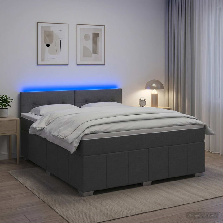 Boxmadras med topmadras Mørkegrå 140 x 190 cm Stof