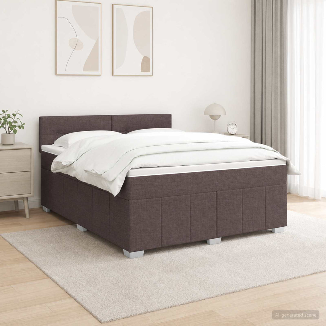 Boxmadras med topmadras Mørk Brun 140 x 200 cm Stof