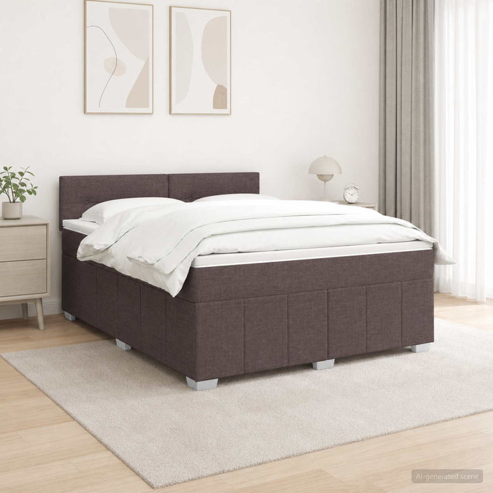 Boxmadras med topmadras Mørk Brun 140 x 200 cm Stof