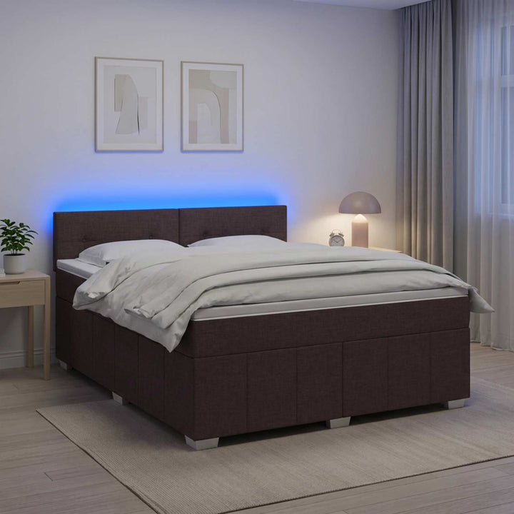 Boxmadras med topmadras Mørk Brun 140 x 200 cm Stof
