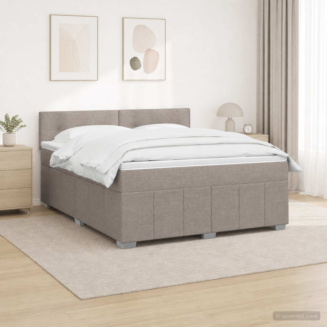 Boxmadras med topmadras Gråbrun 180 x 200 cm Stof