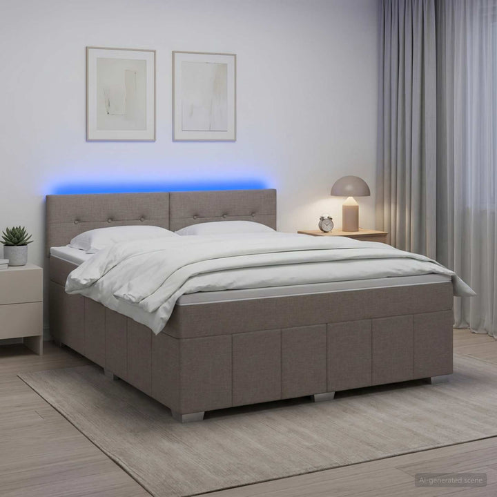 Boxmadras med topmadras Gråbrun 140 x 200 cm Stof