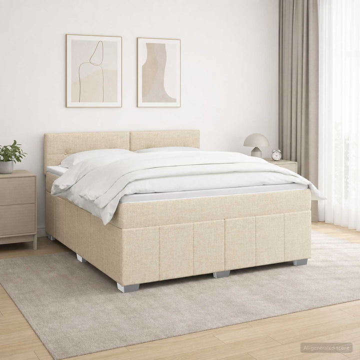 Boxmadras med topmadras Cremefarvet 140 x 200 cm Stof