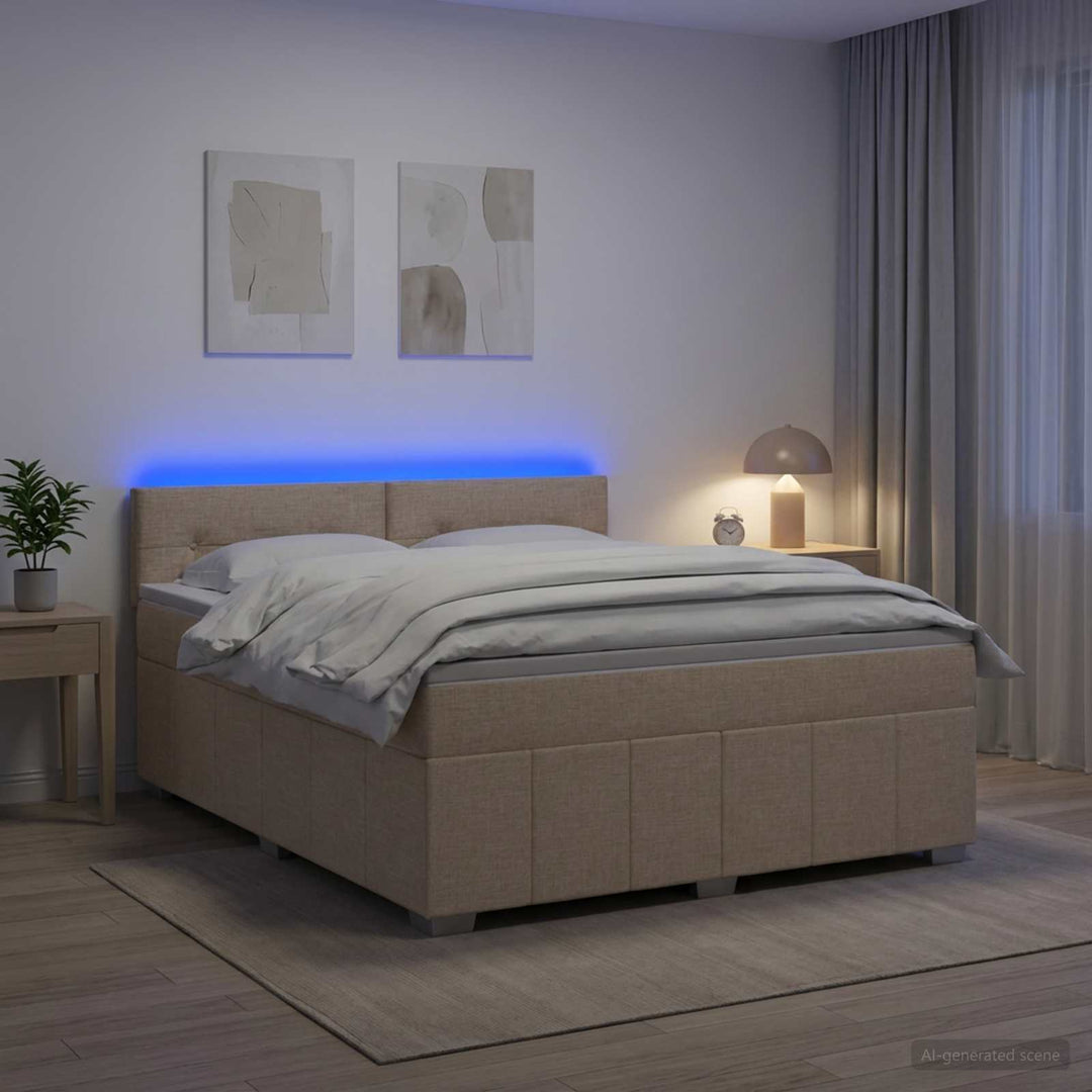 Boxmadras med topmadras Cremefarvet 160 x 200 cm Stof