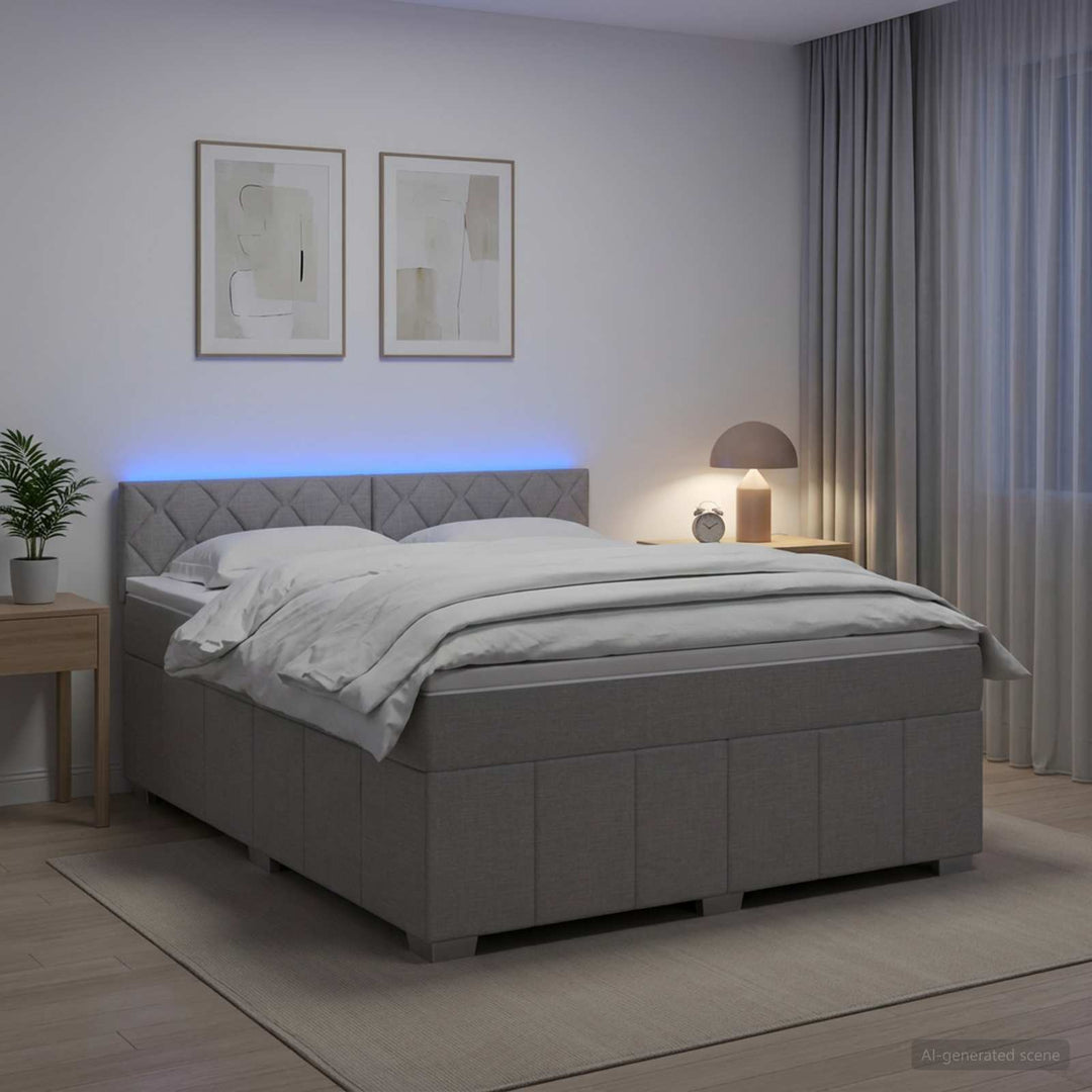 Boxmadras med topmadras Lysegrå 140 x 200 cm Stof