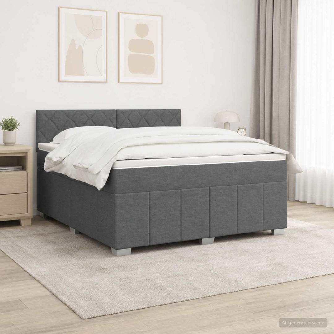 Boxmadras med topmadras Mørkegrå 160 x 200 cm Stof