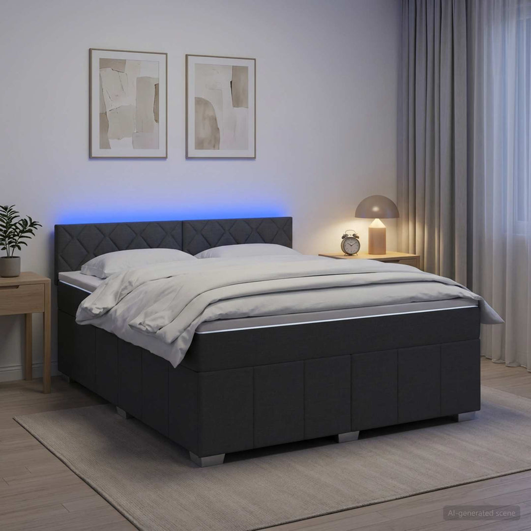 Boxmadras med topmadras Mørkegrå 160 x 200 cm Stof