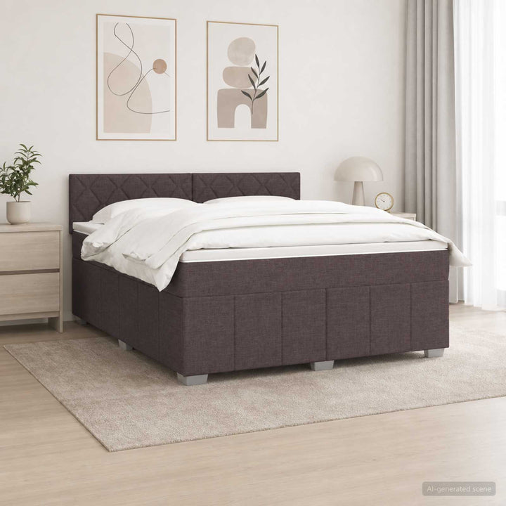 Boxmadras med topmadras Mørk Brun 140 x 200 cm Stof
