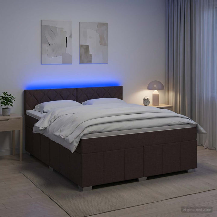 Boxmadras med topmadras Mørk Brun 140 x 200 cm Stof