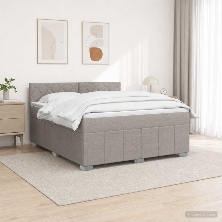 Boxmadras med topmadras Gråbrun 160 x 200 cm Stof