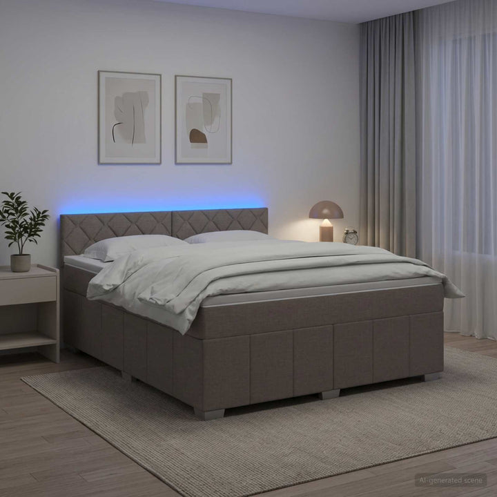Boxmadras med topmadras Gråbrun 140 x 190 cm Stof