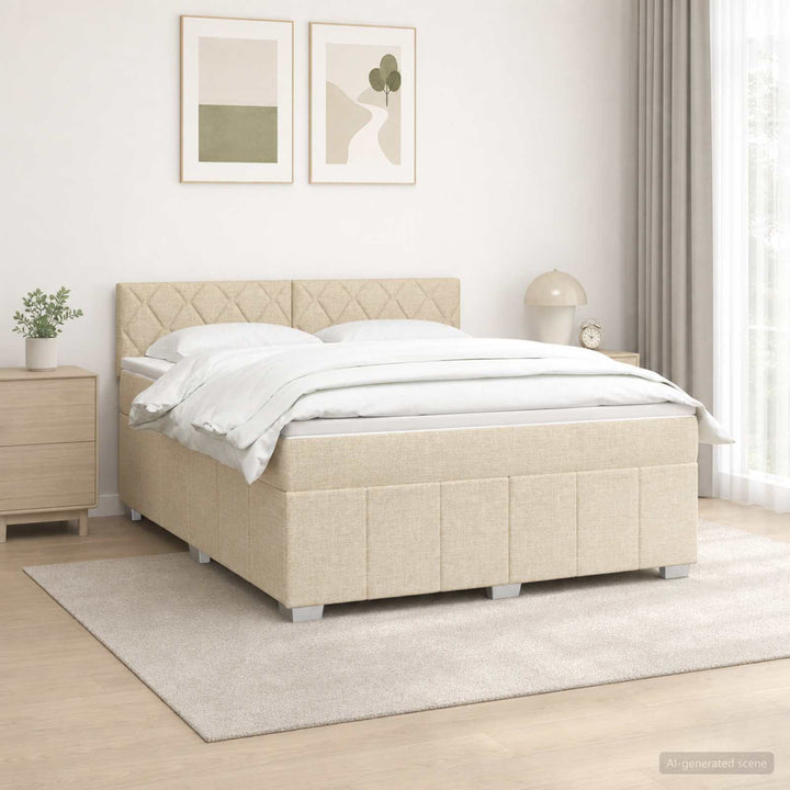 Boxmadras med topmadras Cremefarvet 140 x 190 cm Stof