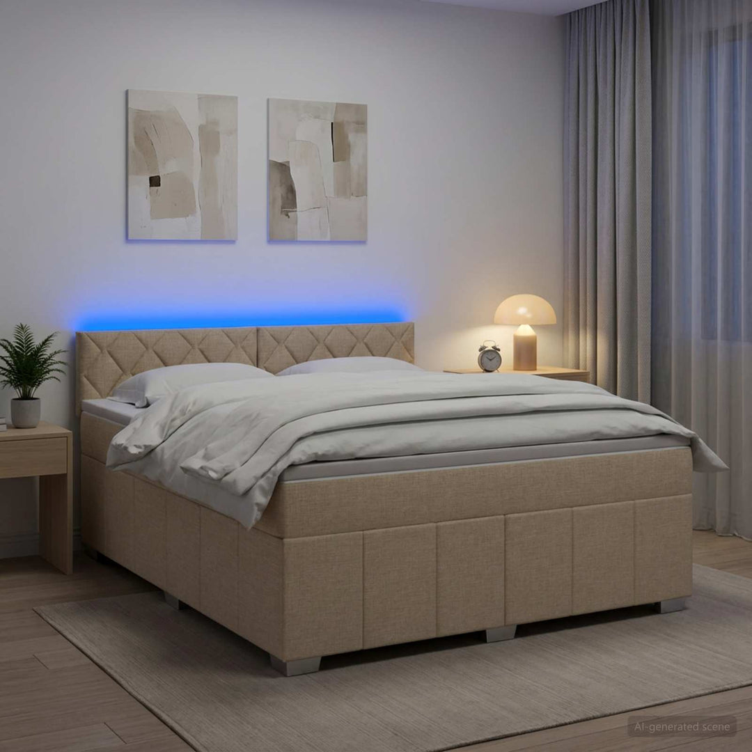Boxmadras med topmadras Cremefarvet 140 x 200 cm Stof