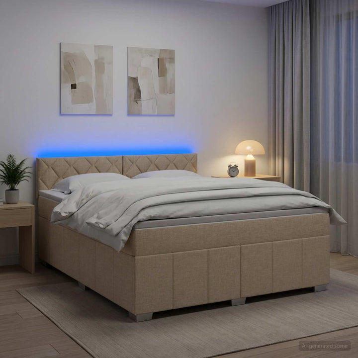 Boxmadras med topmadras Cremefarvet 140 x 190 cm Stof