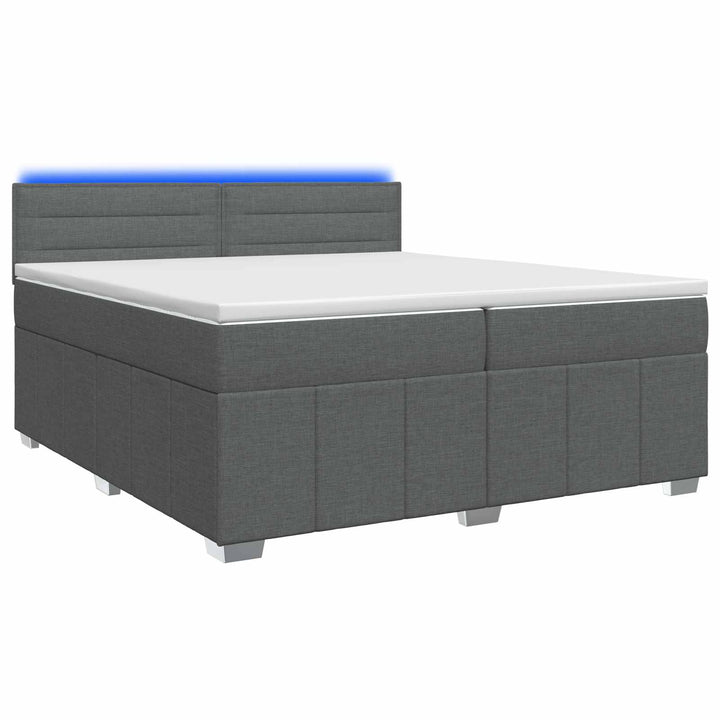 Boxmadras med topmadras Mørkegrå 200 x 200 cm Stof
