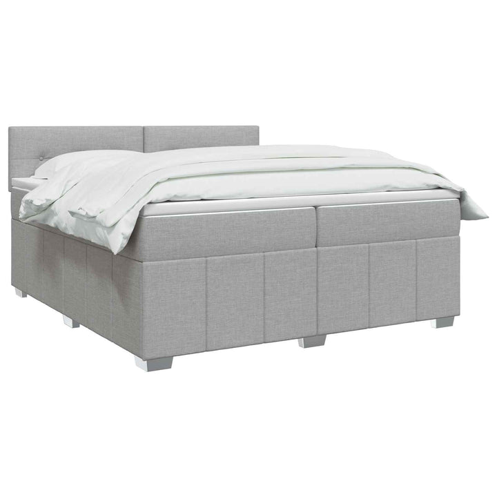 Boxmadras med topmadras Lysegrå 200 x 200 cm Stof
