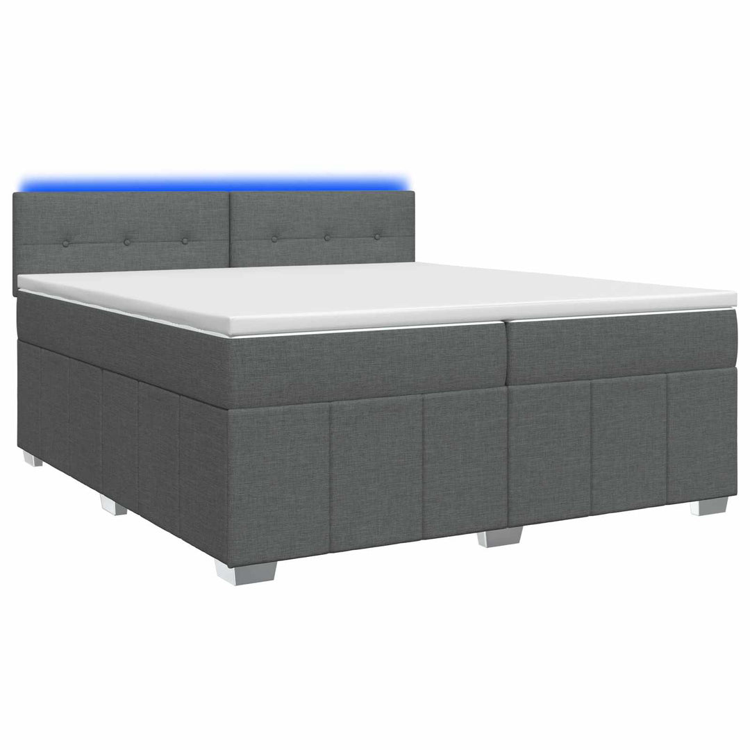 Boxmadras med topmadras Mørkegrå 200 x 200 cm Stof