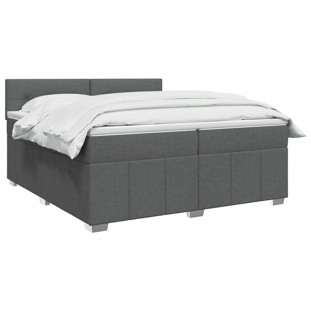 Boxmadras med topmadras Mørkegrå 200 x 200 cm Stof