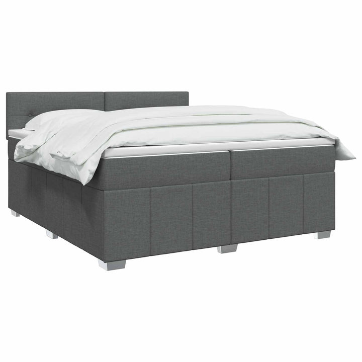 Boxmadras med topmadras Mørkegrå 200 x 200 cm Stof