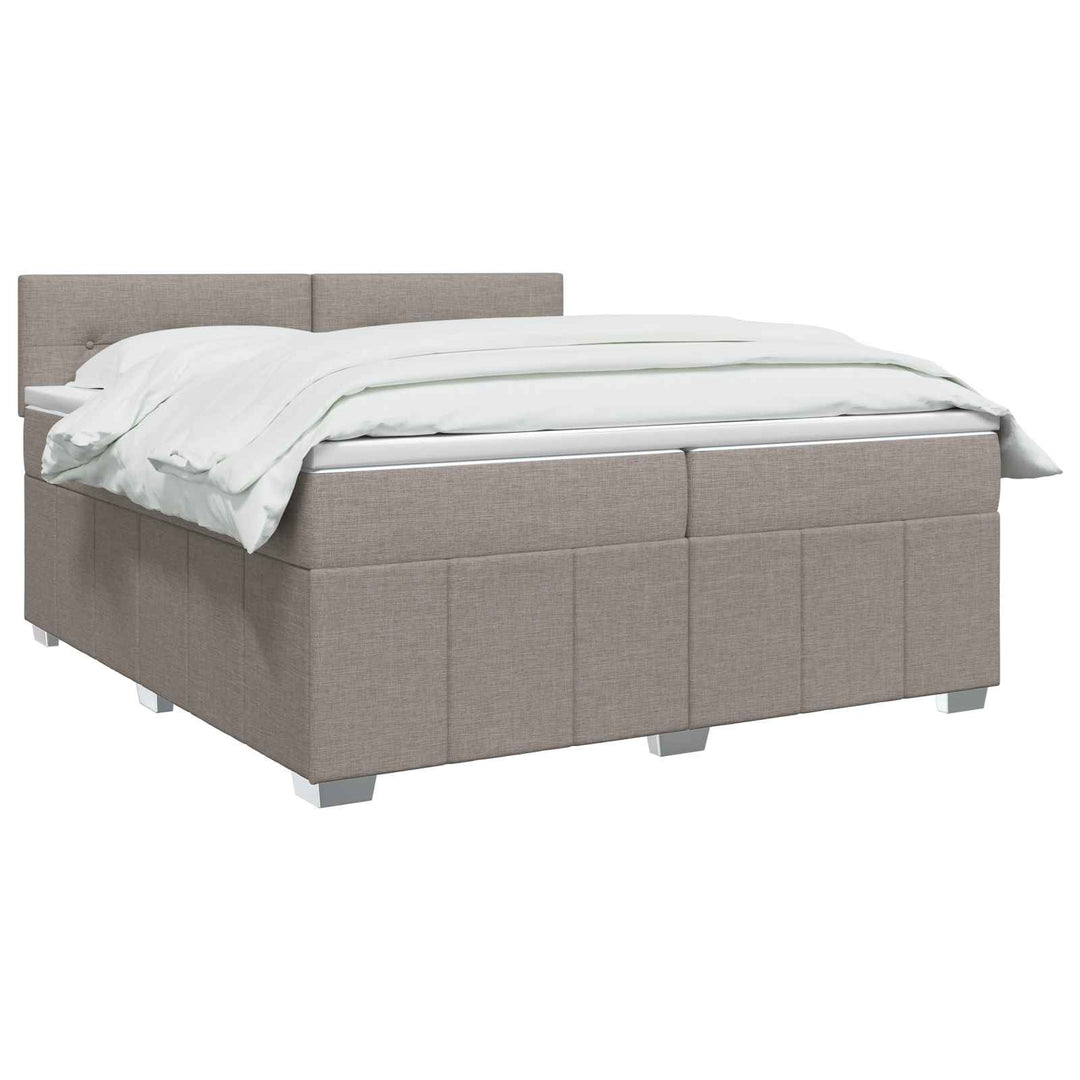Boxmadras med topmadras Gråbrun 200 x 200 cm Stof
