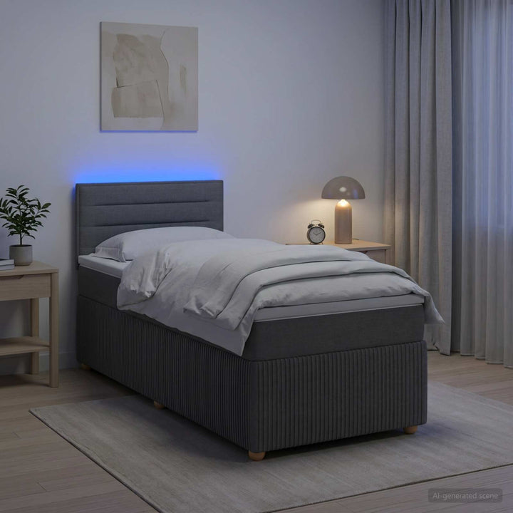 Boxmadras med topmadras Mørkegrå 90 x 200 cm Stof