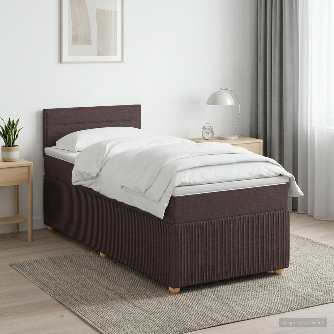 Boxmadras med topmadras Mørk Brun 80 x 200 cm Stof