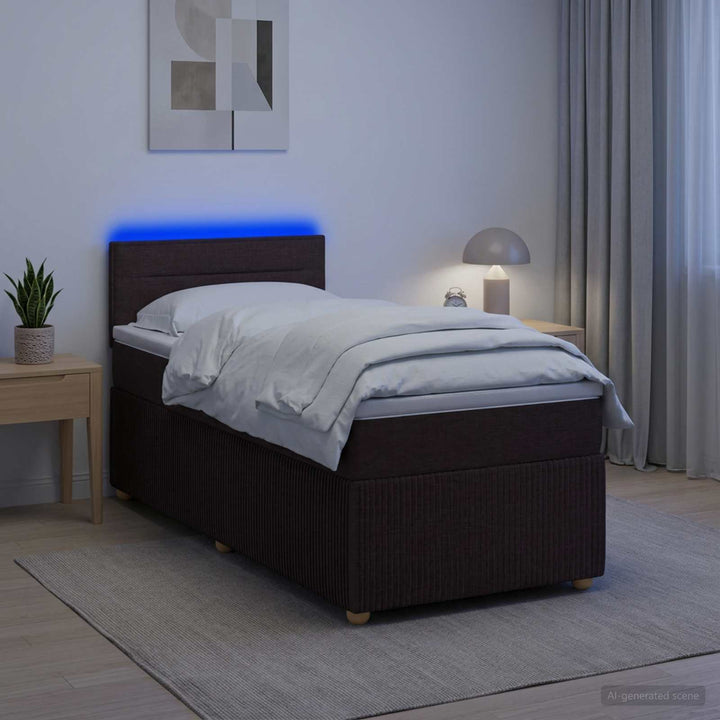 Boxmadras med topmadras Mørk Brun 80 x 200 cm Stof